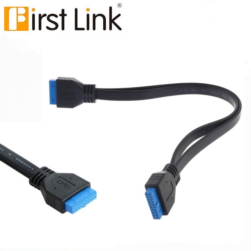 

USB 3.0 Dual Ports A Female Mount to Motherboard 20pin Header Flat Cable