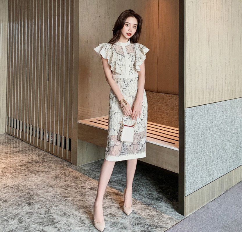 

2021 New summer lace printed women' floral puff dresses ZAFS