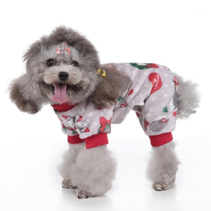 

Pet Christmas Outfits 4-legged Cartoon Pattern Costume Small And Medium Cold Weather Jumpsuit Cool Print1, Red