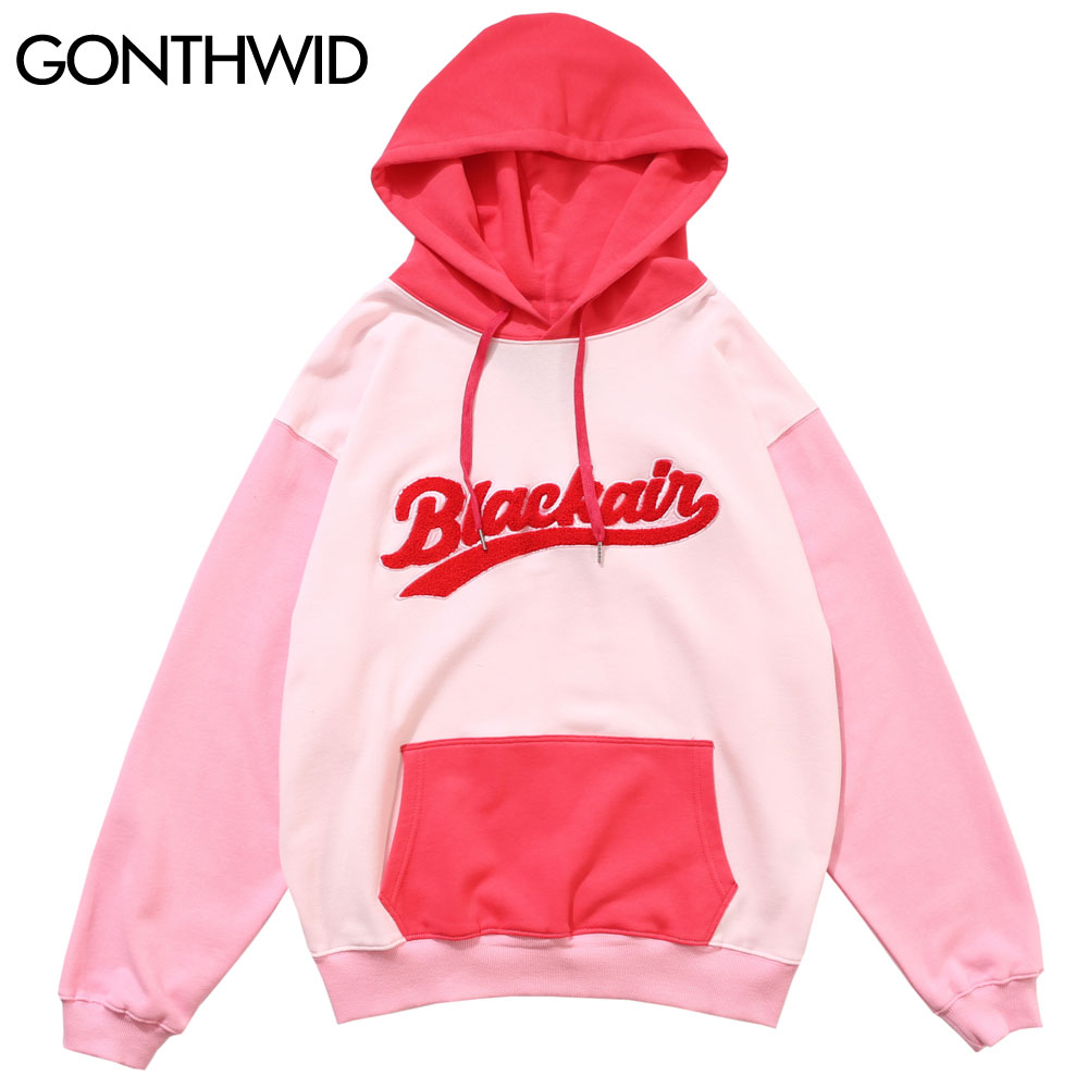 

Harajuku Color Block Patchwork Pullover Hooded Sweatshirts Hoodies Streetwear 2020 Mens Hip Hop Casual Hoodie Tops, Purple