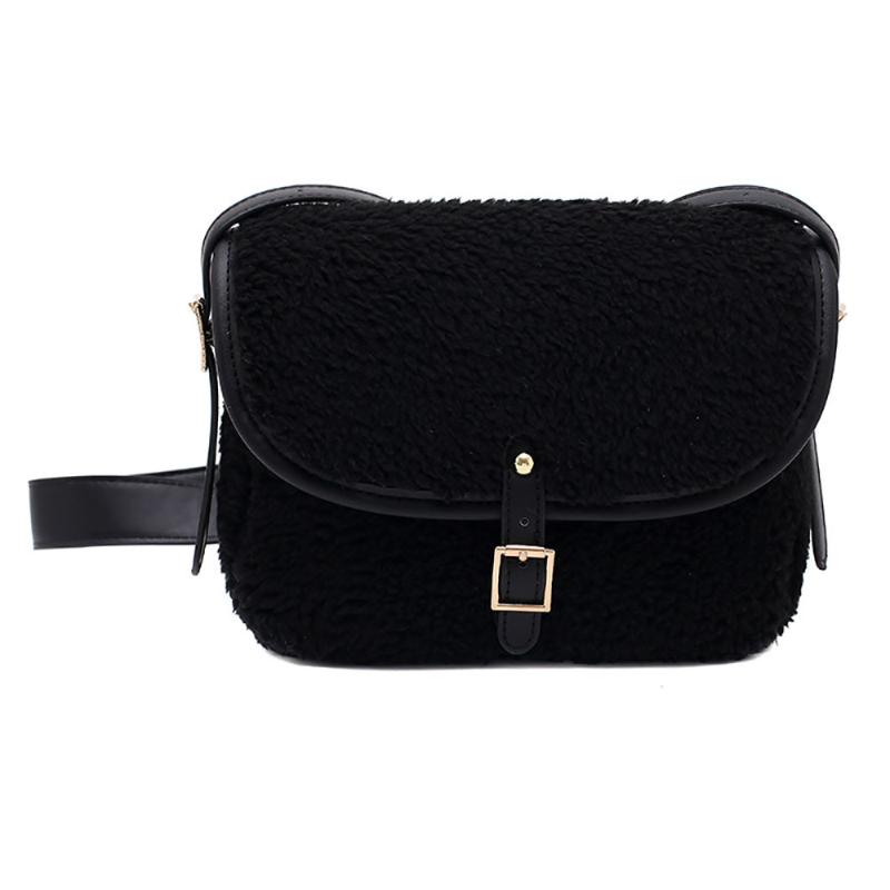 

Faux Fur Handbags For Women Winter Warm Female Shoulder Bag Crossbody Bags For Women Travel Shopping Warm Messenger Bag, Black