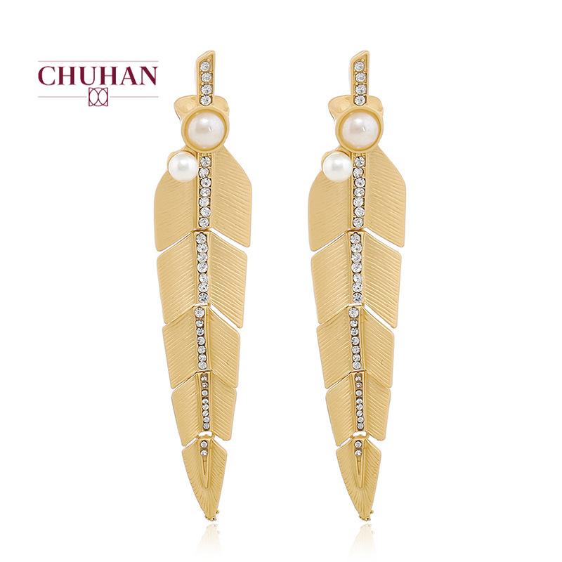

Stud CHUHAN Vintage Fashion Acrylic Tassel Earrings Women Crystal Water Drop Jewelry Wedding Frosted Leaves C88