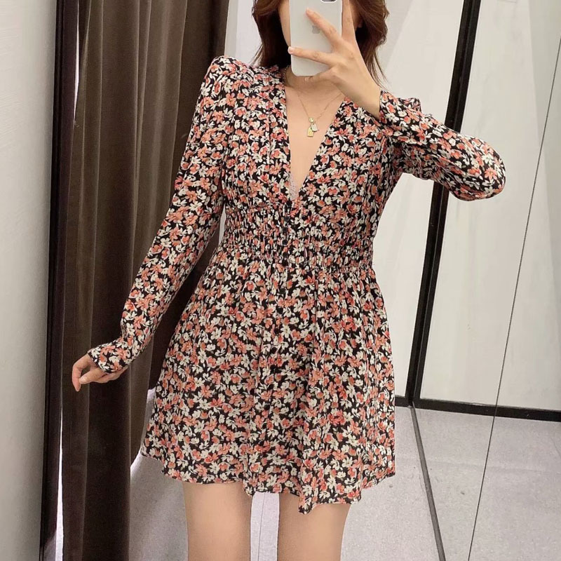

2021 New Arrival Spring Summer Women Floral Print Sexy Fashion Lady Loog Sleeves Elegant Girls Causal Outfits Phmq