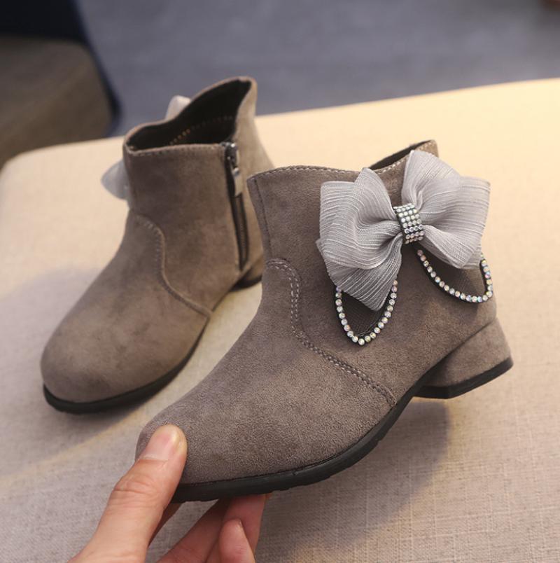 

2021 girls boots leather sport shoes for girls kids warm boots fashion soft bottom princess snow kids sneakers, Red