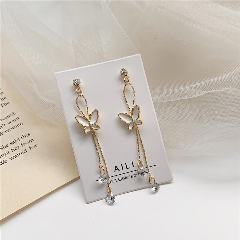 

Dangle Earrings Simple Womans Stud Earring Design Ladies Wedding Butterfly Fashion Kpop Yellow Gold Color Vintage Alloy Brincos