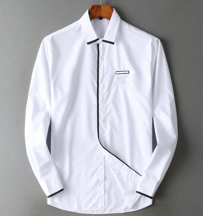 

uropean-style new station spring and autumn men's shirt version of slim shirt, youth business leisure long sleeves fashion business dres G3, White;black