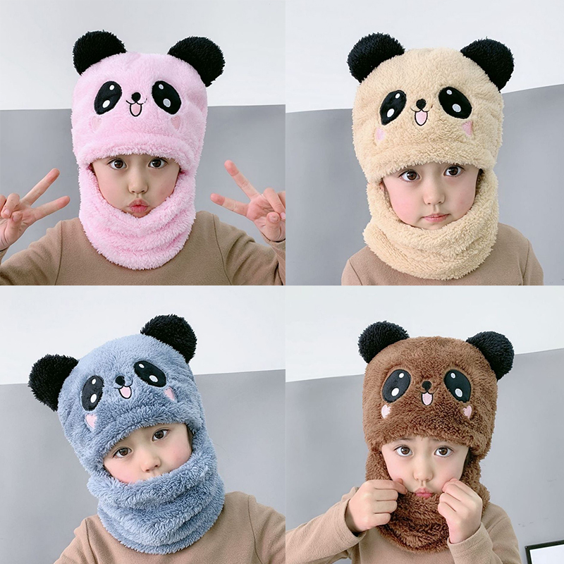 

In Stocks ! Panda Hat Ear Funny Children Cap Good Gift For Baby Hat Scarf Warm Hood Cartoon Cover Face Ear Protection Caps Party Supplier