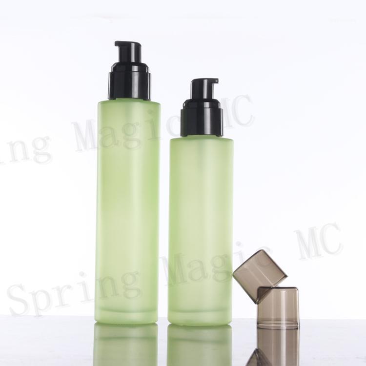 

100ML Empty Green/Frosted Glass Bottle with Clear Black Lid,Travel Portable Cosmetic Container For Sprayer Perfume/Lotion Bottle1
