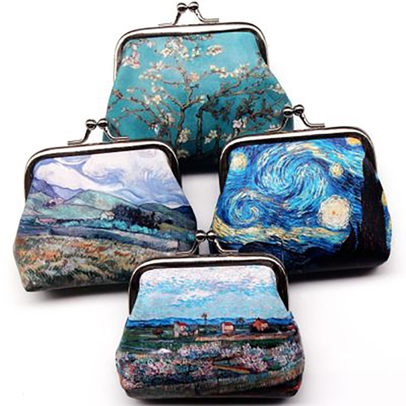 

Vintage Printing Coin Purses Female Hasp Zero Wallet Portable PU Leather Clutch Change Purse