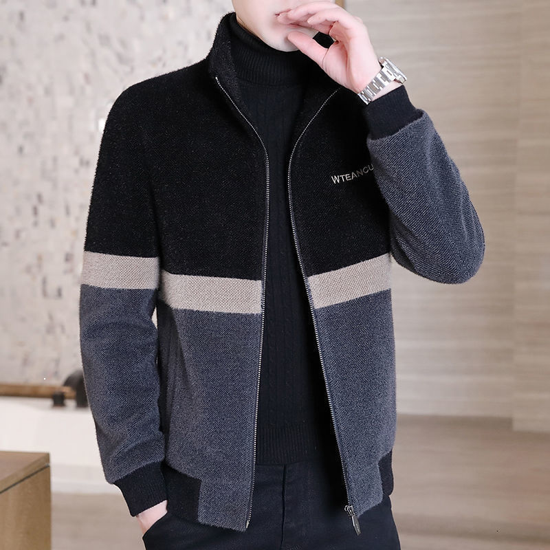

Winter 2021 New Arrivals Thicken Mink Short Fine and Handsome Woolen of Men Jacket Big Free 92RY, Dark gray.