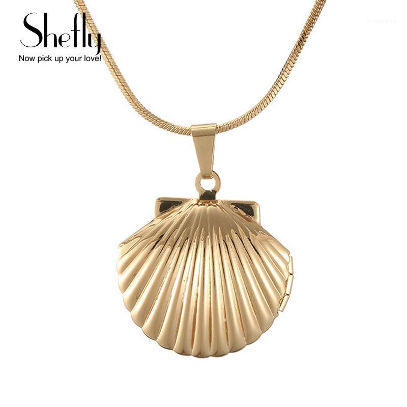 

Shefly Vintage Antique Brass Mermaids Sea Shell Locket Necklace Nautical Seashell Locket Pendant Jewelry Birthday Gift XL05501