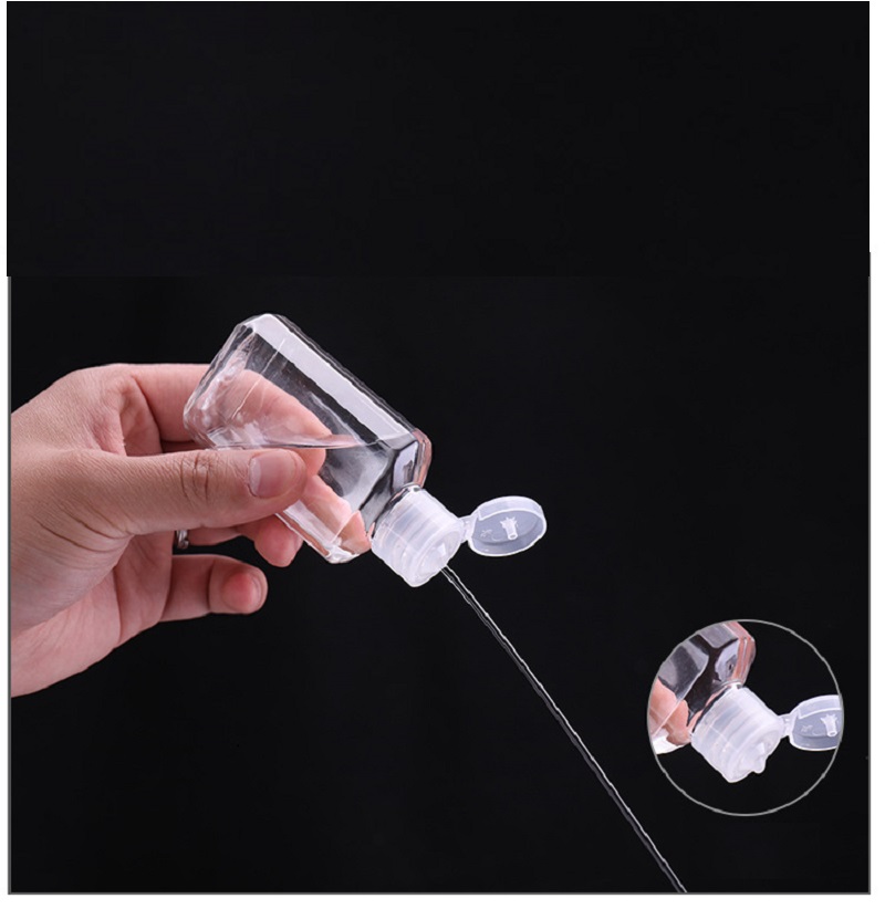 

60ML Empty Hand Sanitizer PET Plastic Bottle With Flip Cap Trapezoid Shape Bottle For Makeup Remover Disinfectant Liquid Sample Bottles