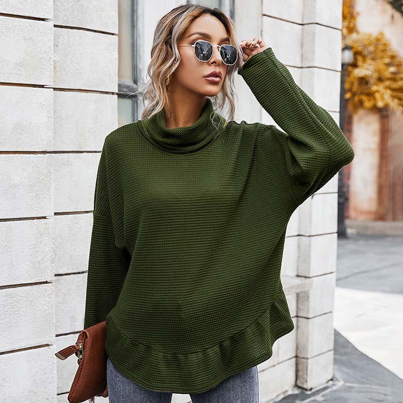 

Knitted Autumn Women Sweater Casual Turtleneck Long Sleeve Streetwear Basic Female Pullover Woman Clothing W643, Green