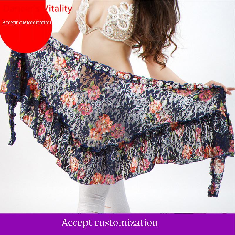 

2020 New Wholesale Sale Hip Scarf Belly Dance Belt Triangles Skirt flower Color Free Shipping, Black
