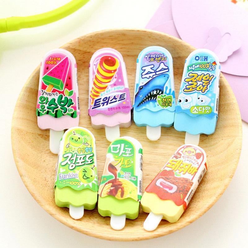 

Wholesale-2pcs/lot novelty Ice Cream rubber eraser kawaii creative kawaii stationery school supplies papelaria gift for kids Free shipping1