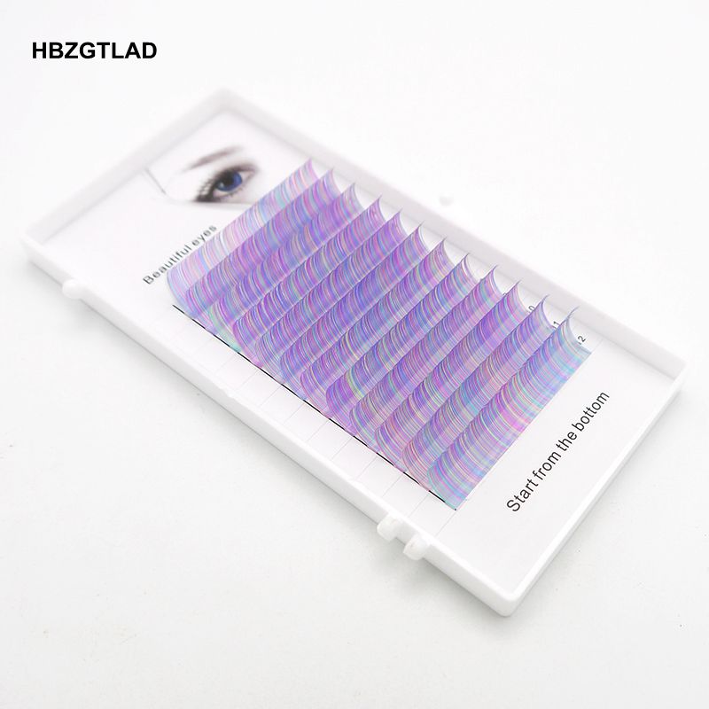 

HBZGTLAD C/D curl 0.07/0.1mm 8-15mm false lashes Rainbow color eyelash individual colored lashes Faux eyelash extensions