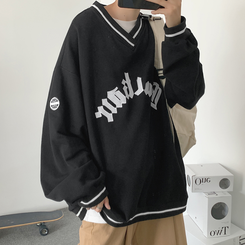 

2021 New More Velvet Autumn in Low-cut Male Jacket European and American High Street Hip Sweater Baseball Uniform ESZH, Yellow.