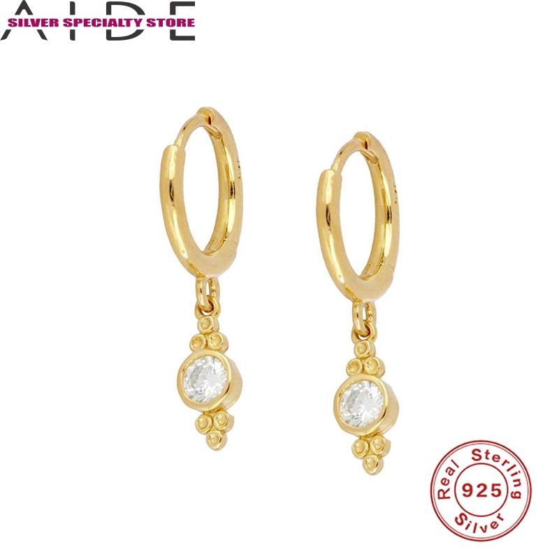 

Hoop & Huggie AIDE S925 Silver Earrings For Women 2021 Zircon Earring Girl Fine Jewelry Crystal Piercing Pendientes Brincos Bijou Gifts