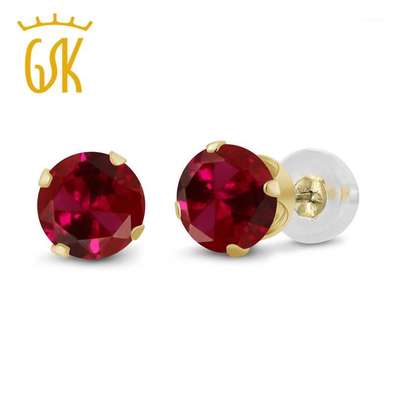 

Other GemStoneKing Ruby Jewelry 1.20 Ct Round 5mm Red Created 14K Yellow Gold Stud Earrings For Women1