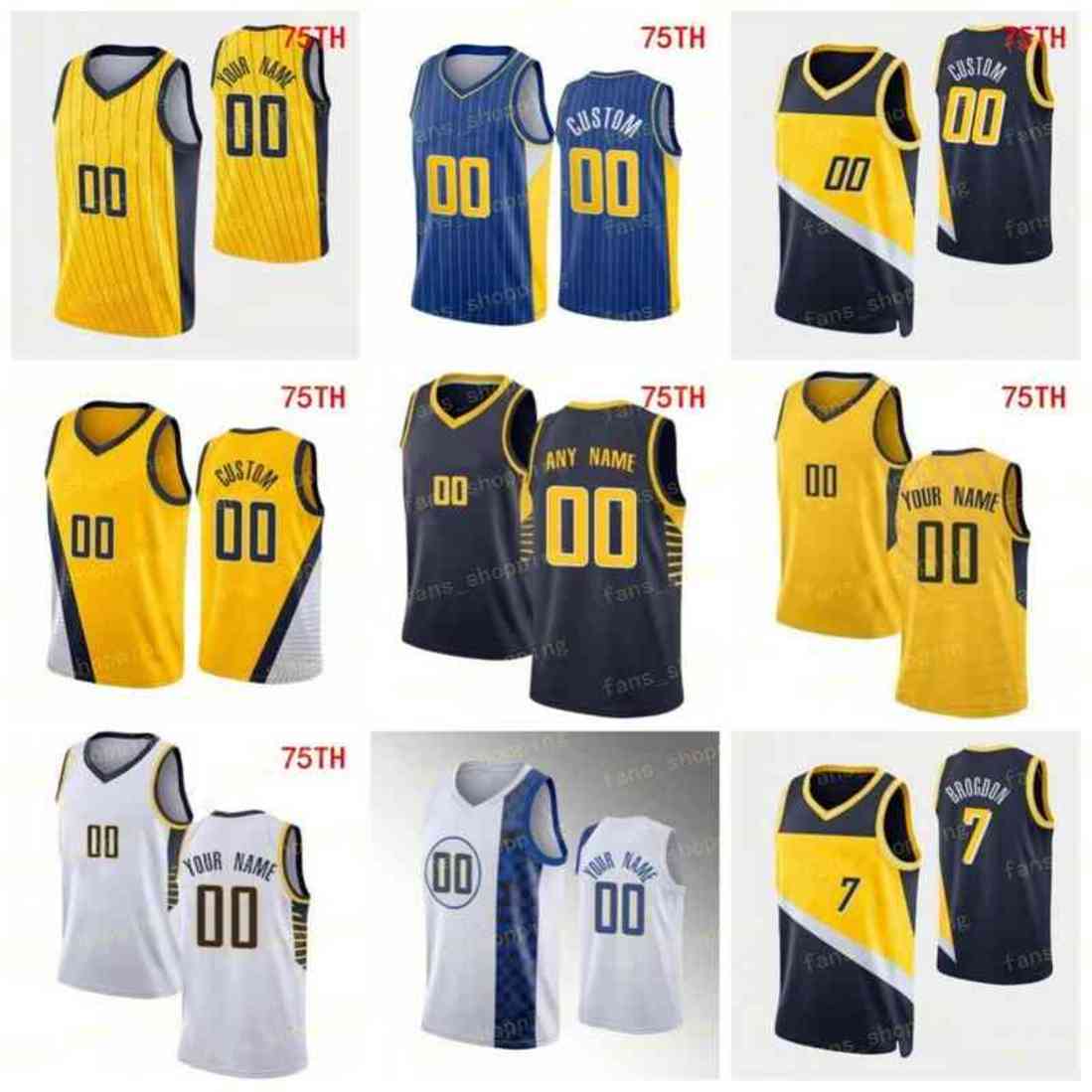 

Custom Printed 75th City Basketball Jerseys Malcolm 7 Brogdon Jalen 10 Smith Tristan 11 Thompson 3 Rubio Buddy 24 Hield Lance 6 Stephenson Sykes, As