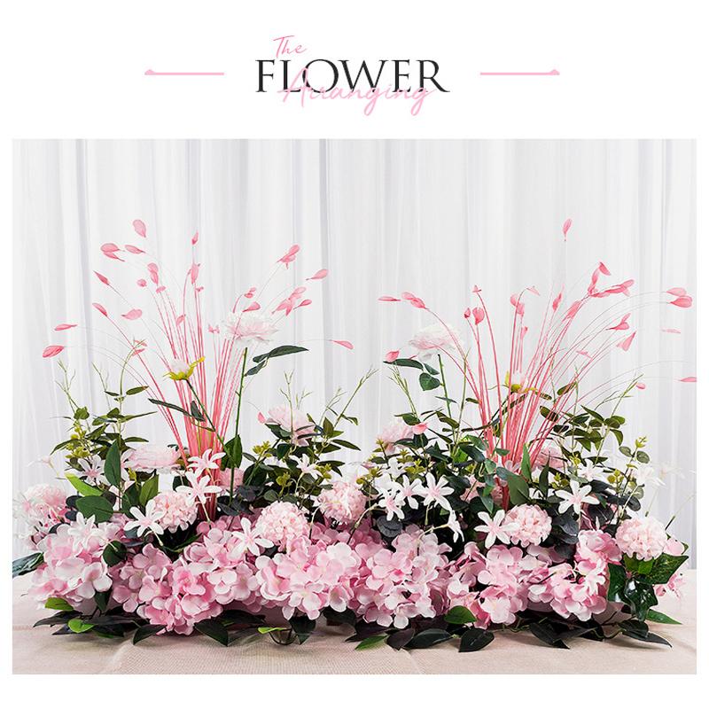 

50/100cm Peacock Leaf Peony Artificial Wedding Flower Wall Arrangement Supplies Flower Road Guide Row Decor Background KGH006, A6