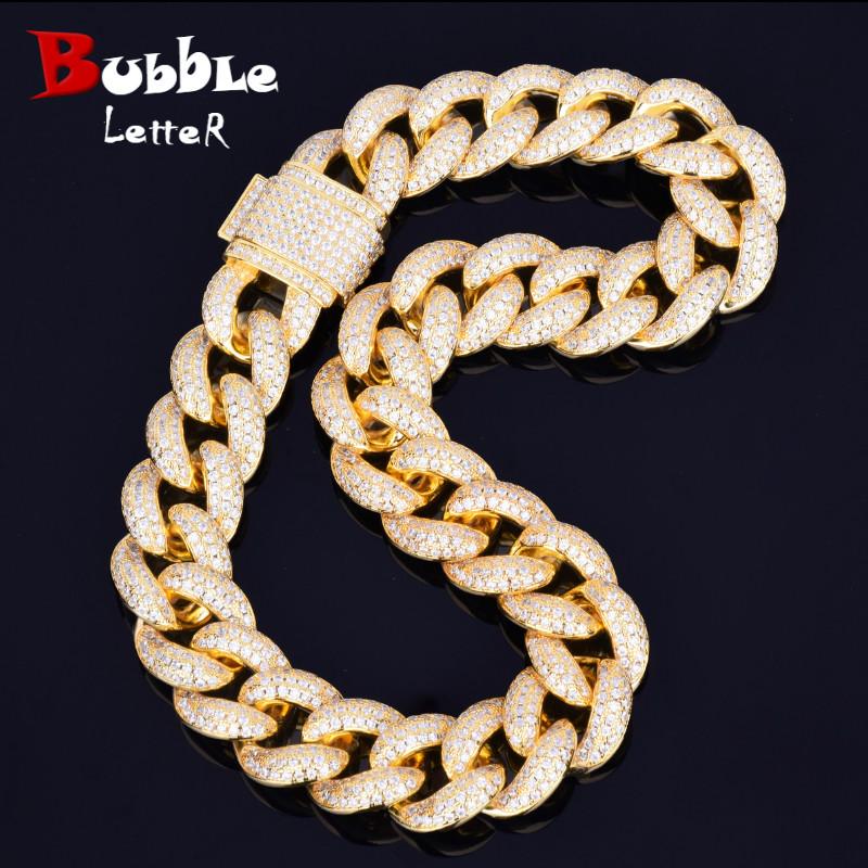 

Men's 23mm Heavy Miami Cuban Link Necklace Choker Iced Zircon Hip hop Rock Jewelry Gold Color Chain 18" 20