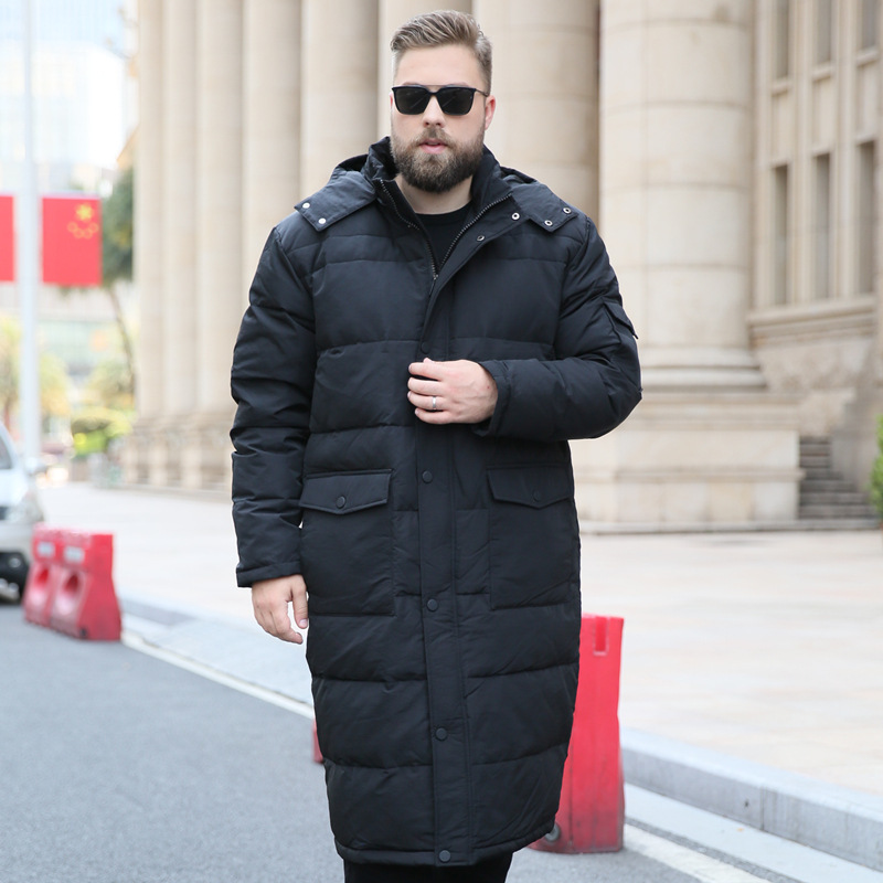 

Large Turtleneck New with Hood Man Jacket Long Winter Knees Loose Shawl Longer Size Xl-7xl 8xl 9xl 10xl 4ee1, Black