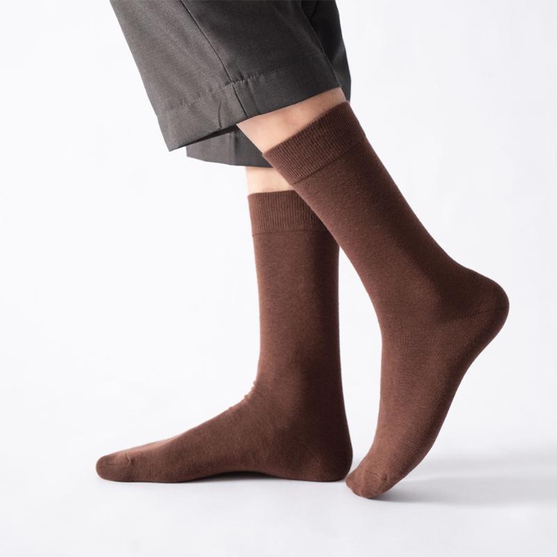 

Men's Socks Men Cotton 5 Pairs High Quality Business Casual Dress Long Winter Keep Warm Colorful Full Happy Male1, Khaki