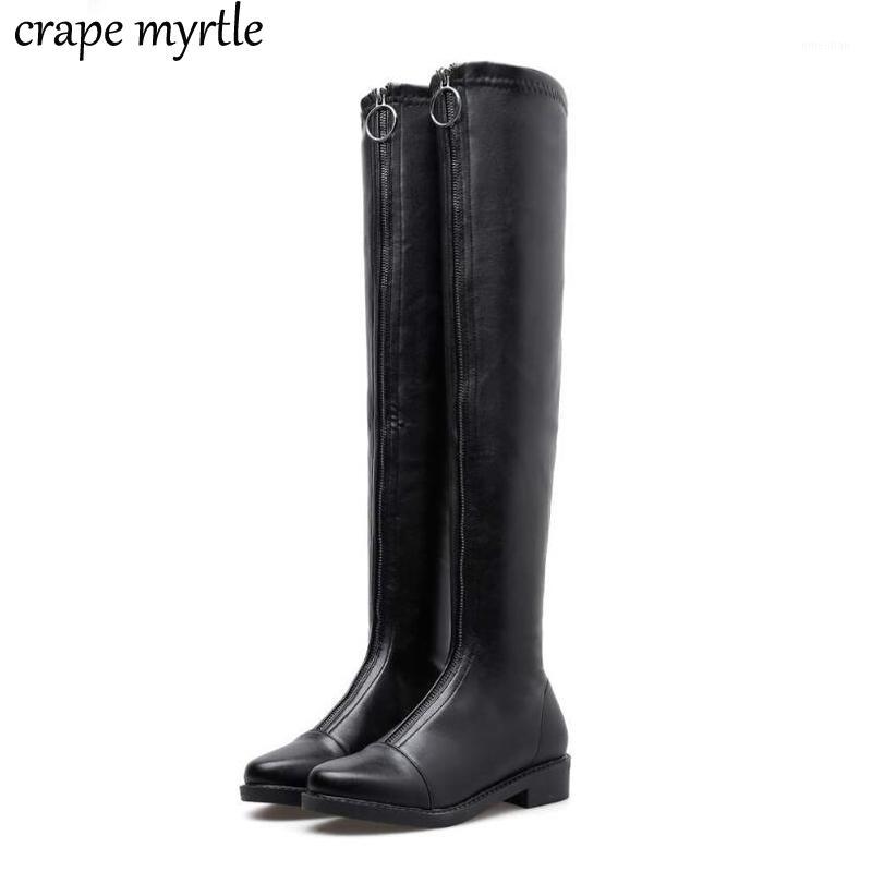 

Women's Boots Long Snow Knee High Booties Cowboy Warm Shoes Leather Fashion Ladies black Boots Shoes low femme YMA9631