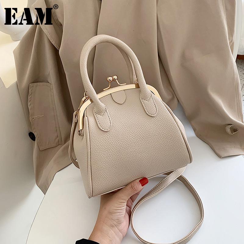 

[EAM] Women New Multiple Color Shell PU Leather Handbag Personality All-match Crossbody Shoulder Bag Fashion Tide 2021 18A1592, Black
