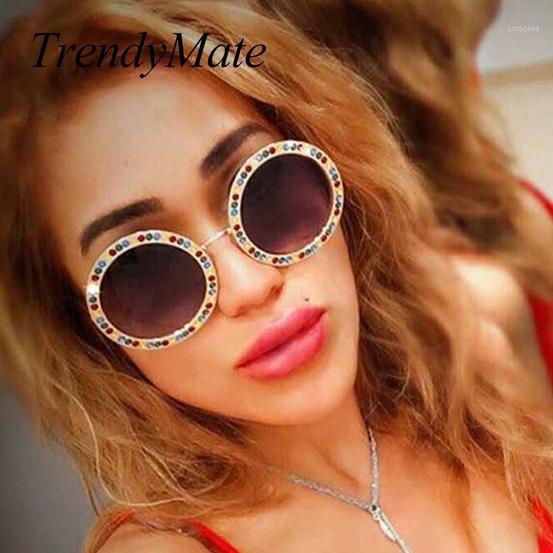 

Sunglasses 2021 Ladies Coloured Diamond Round Oversized For Women Designer Eyeglasses Shades 5204 M1