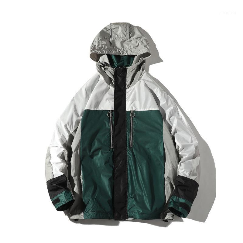 

2019 Autumn And Winter New Youth Popular Hit Color Stitching Jacket Fashion Casual Hooded Wild Top Black / Green S-4XL1