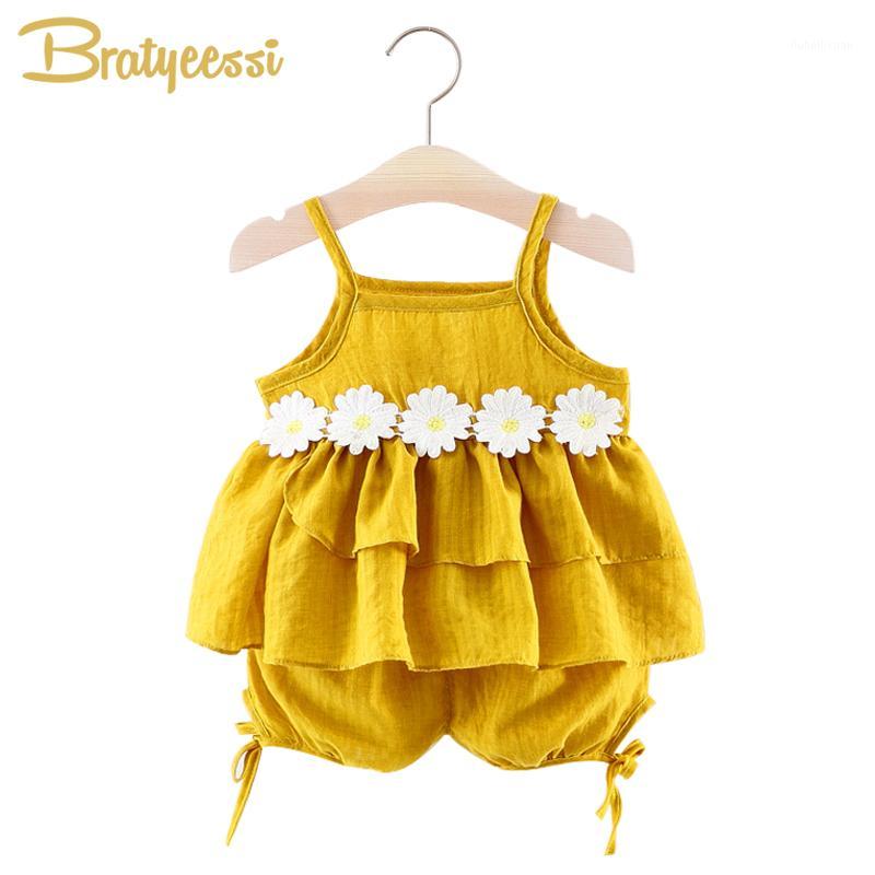 

Sweet Baby Girl Clothes Summer Tank Tops with Flower + Shorts Baby Girl Outfit Infant Clothing Set 2 PCS Cotton Kids Clothes1, Blue