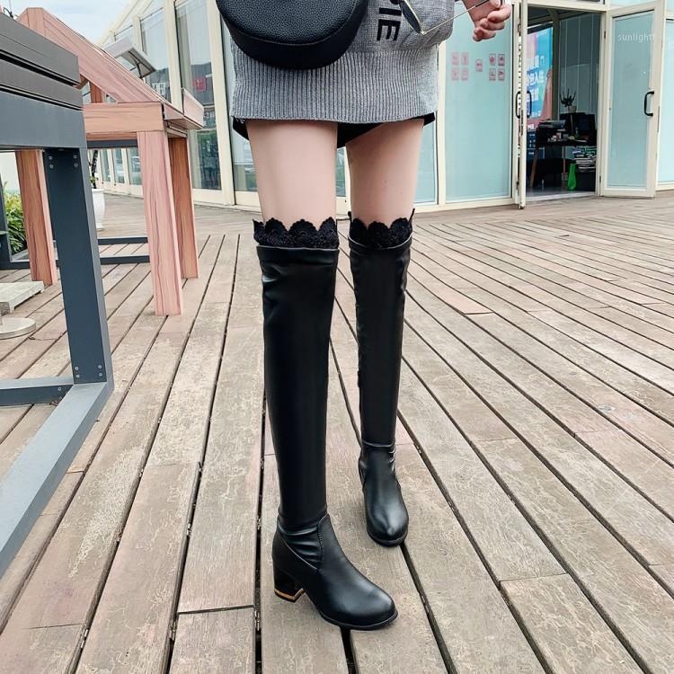 

Big Size 9 10 11-15 thigh high boots knee high boots over the knee women ladies boots shoes woman winter women1, White