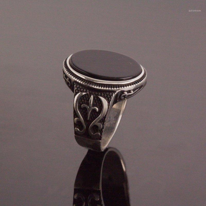 

925 Sterling Black Onyx Stone Silver Ring Fashion Turkish Quality Handmade Jawelery1