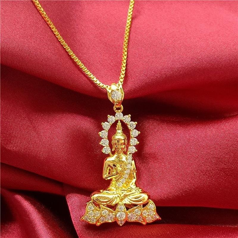 

Pendant Necklaces Southeast Asia Thailand Selling Buddha Choker Gold Plated Necklace Men Women Lucky Jewelry Pendants Chain Luxury