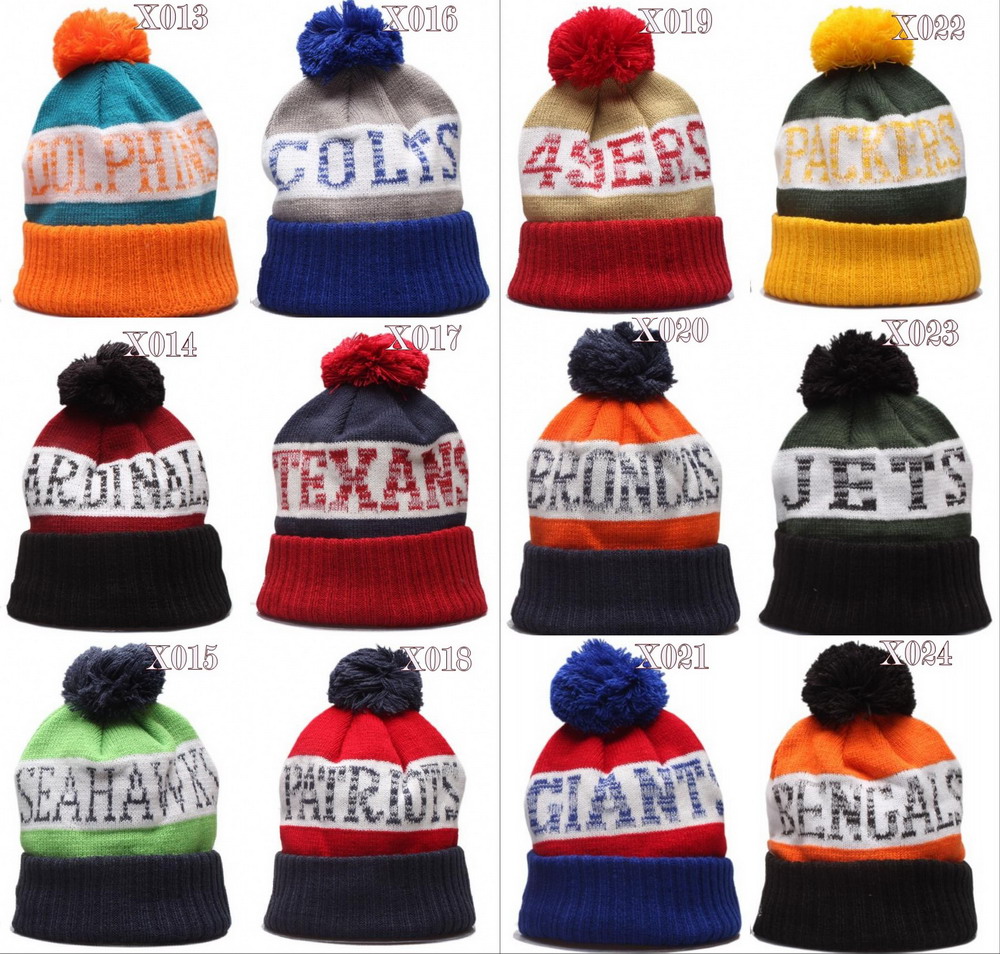 

2020 Football City Pom Beanie Premium Embroidered Patch Winter Soft Thick Beanie Skully Hat Winter Knit Sideline Caps, Leave me beanies id