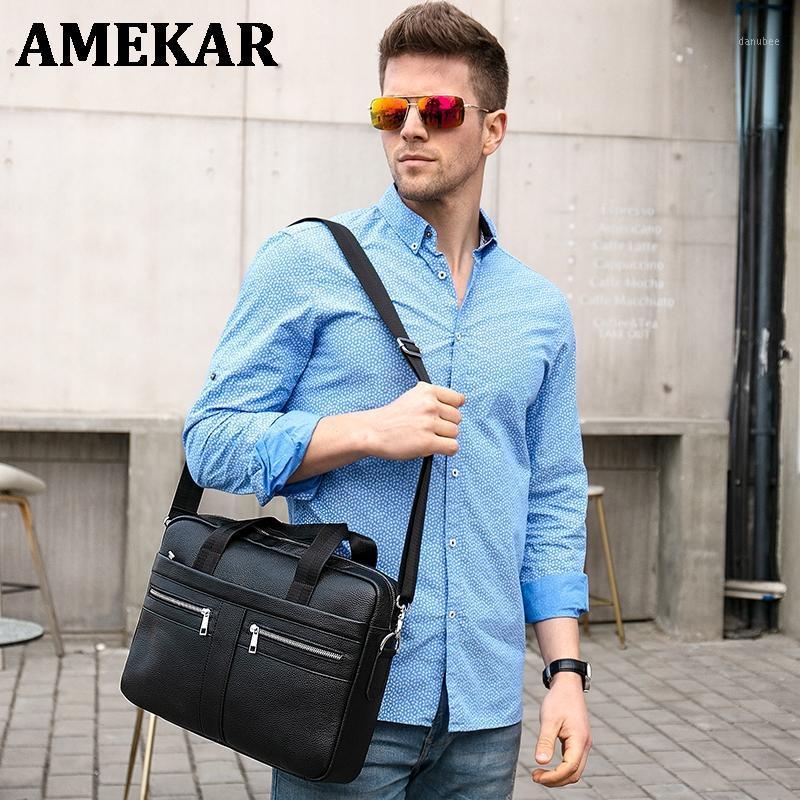 

WESTAL Men 's Genuine Leather Briefcase Male Man Laptop Bag Leather for Men Messenger Bags Natural Cow 14 Inches Fashion1, 2019a4black