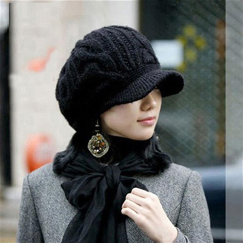 

Women's Hat Winter Beanies Knit Winter Hats For Women Ladies Beanie Girls Skullies Caps Bonnet Femme Snapback Wool Warm Hat, Black