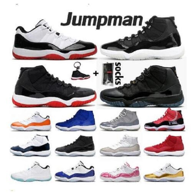 

New High 11 Mens Womens Basketball Shoes Concord Low Bred Space Jam Metallic Gym Legend Platinum Tint Sports Sneakers Trainers 11s, # 28