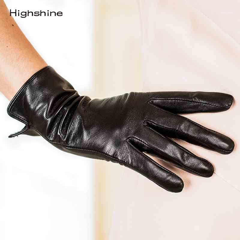 

Five Fingers Gloves Winter Genuine Leather Sheepskin Add Velvet Thickening Telefingers Women's Touch Screen1