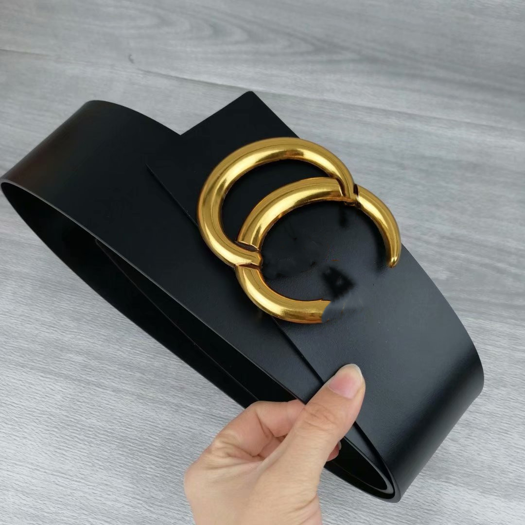 

7CM Evening Dresses Women Fashion belts men belt women belt Big gold buckle genuine leather belt classical ladies belts ceinture, Black