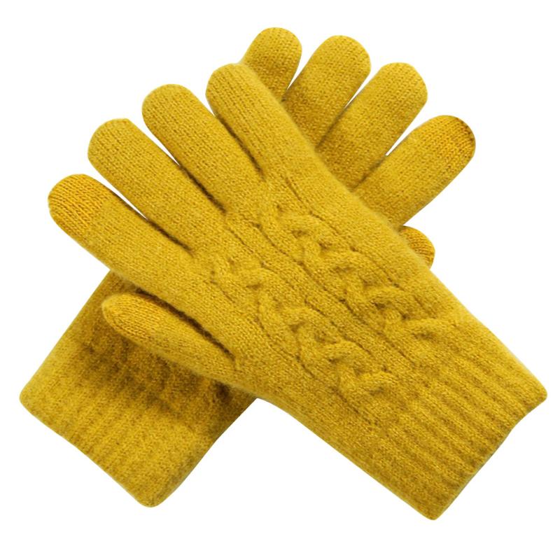 

Five Fingers Gloves Autumn Winter Knitted Adult Artificial Wool Soft Warm Double Thickness Washable Elastic Wrist Outdoor Women TouchScreen
