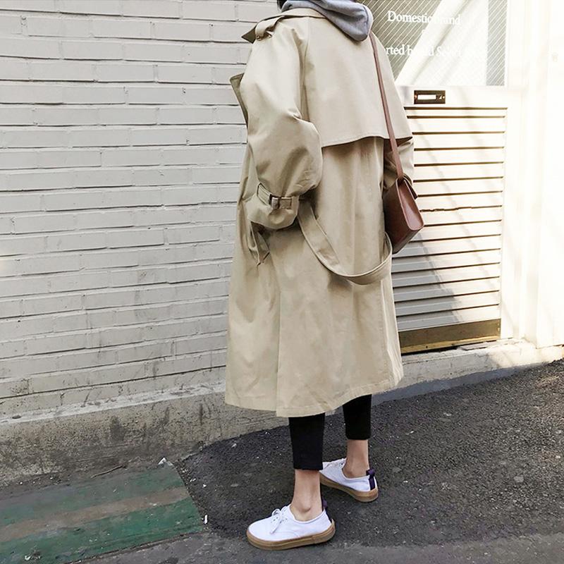 

2020 Autumn New Women' Casual Trench Coat Oversize Single Breasted Vintage Washed Outwear Loose Clothing, See chart