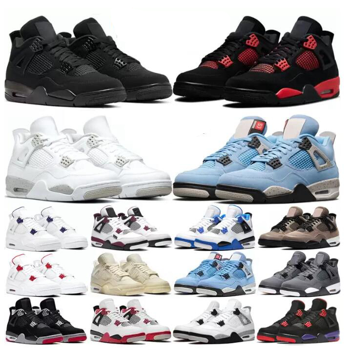 

Mens Black Cat 4s Basketball Shoes Jumpman 4 Red Thunder Sail White Oreo Pure Money University Blue What The Bred Cool Grey Sports Women Sneakers
