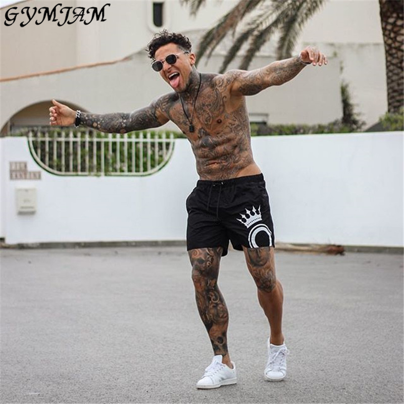 

Summer beach casual jogger clothing 2019 fashion brand men's shorts Q1107, White;black