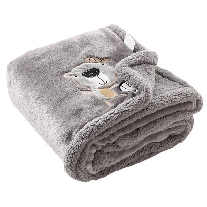 

Baby Blankets Newborn Double-deck Warm Flannel Blanket Stroller Coral Fleece Manta Bebe Baby Products New born Baby Swaddle Wrap LJ201014, Gray