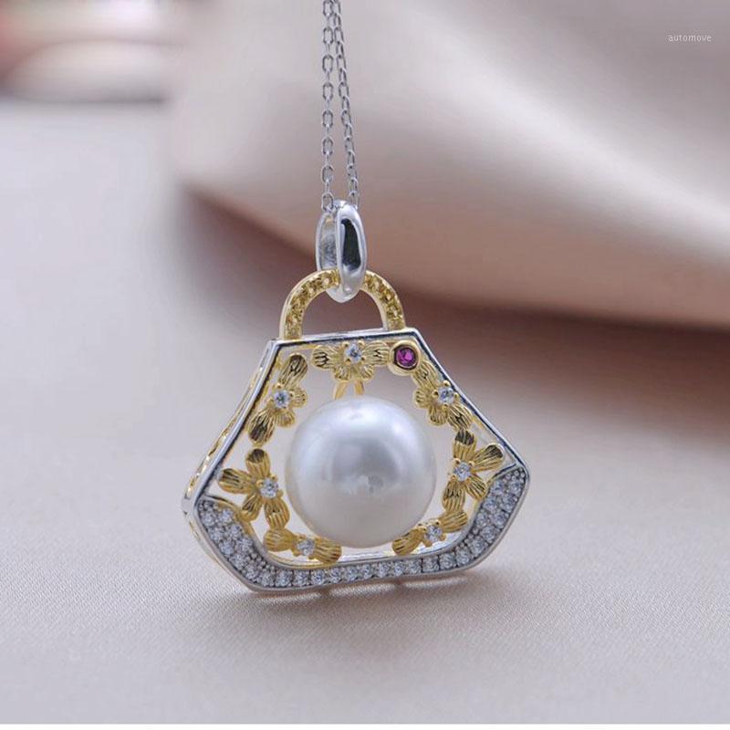 

MeiBaPJ 10-11mm Real Freshwater Pearl Fashion Mixed Color Bag Pendant Necklace 925 Solid Silver Fine Wedding Jewelry for Women1