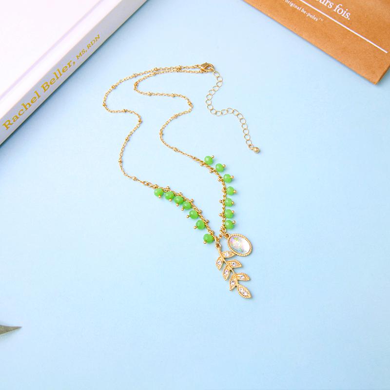 

Pendant Necklaces BALANBIU Exquisite Crystal Leaves Resin Glass Beads Necklace For Women Party Gift Gold Color Fashion Jewelry Accessories