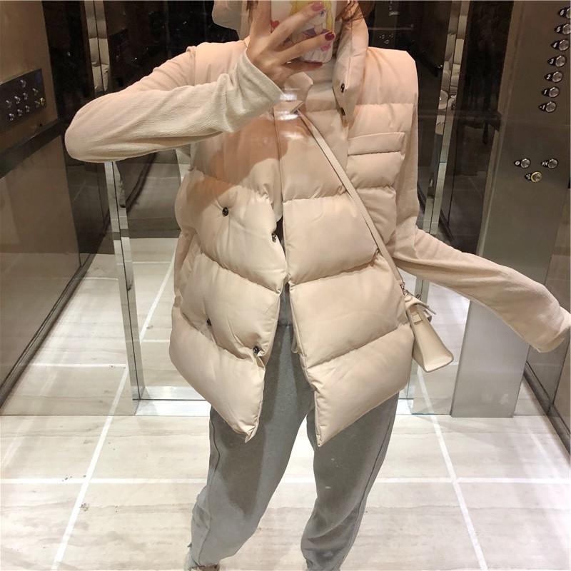 

2020 Women Winter Sleeveless Vests 3 Colors Autumn Covered Button Casual Warm Outwear Coat Black White Female WaistCoat, Fashion white